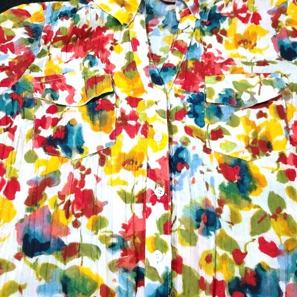 Art And Soul Womens Button Up Blouse Multi-Color Size Small 100% Polyester - Picture 10 of 12